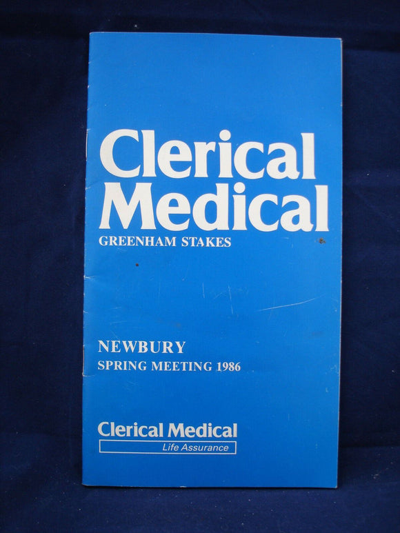 Horse racing - Race Card - Newbury - April 19th 1986 - Clerical medical