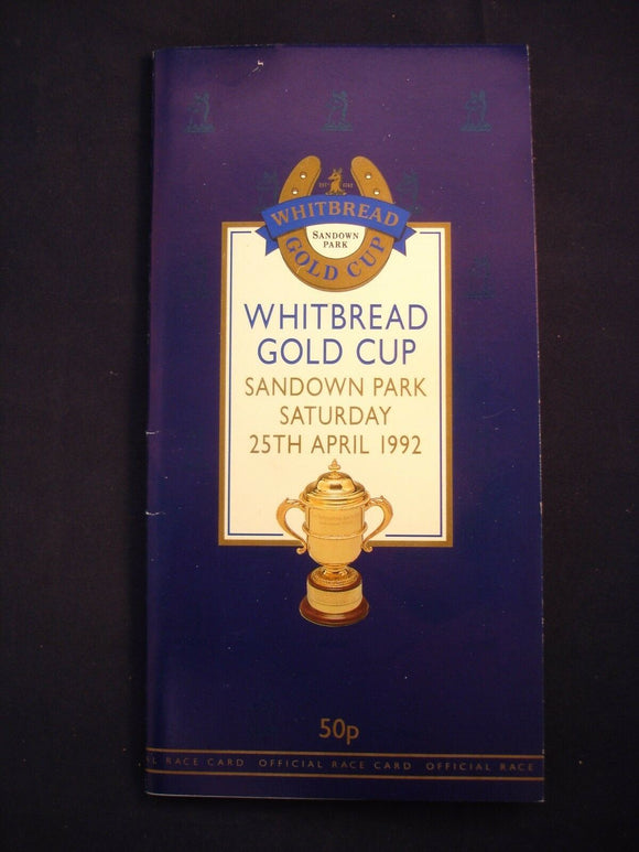 X - Horse racing - Race Card - Sandown - 25 April 1992 - Whitbread Gold Cup