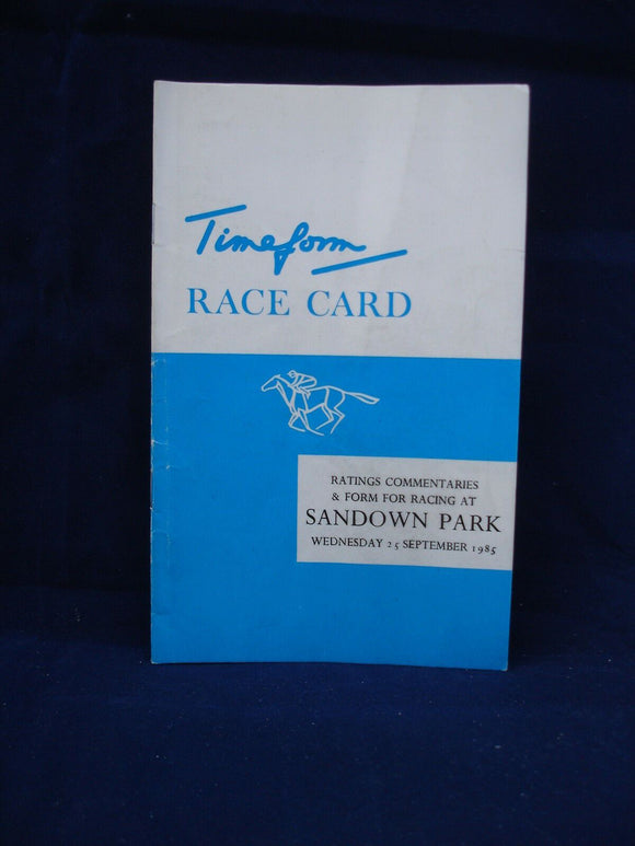 Horse racing - Timeform Race Card - Sandown - 25th Sept 1985