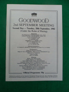X - Horse racing - Race Card - Goodwood - 28 September 1982 -