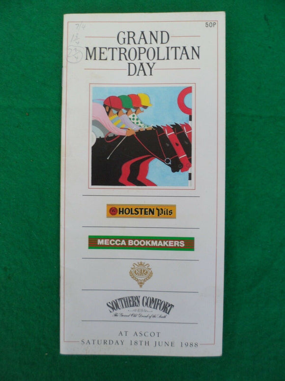 X - Horse racing - Race Card - Ascot - 18 June 1988 - Grand Metropolitan