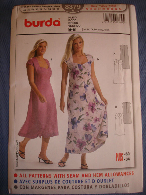 Burda 8379 sewing pattern dress sizes european 44 - 60