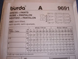 Burda easy 9691 sewing pattern girls dress/trousers top sizes european 104 - 140