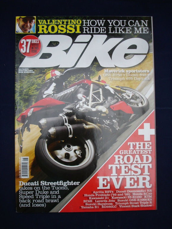 Bike Magazine - Aug 2009  - Rossi - GSX-R750, 848 , 675 - Greatest roadtest ever
