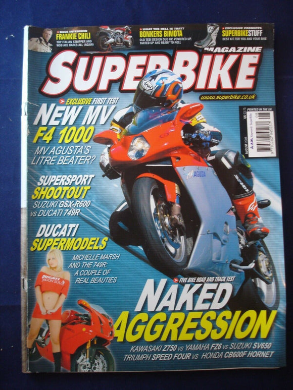 Super Bike - August 2004 - Ducati - Z750 - FZ6 - SV650 - CB600F Hornet