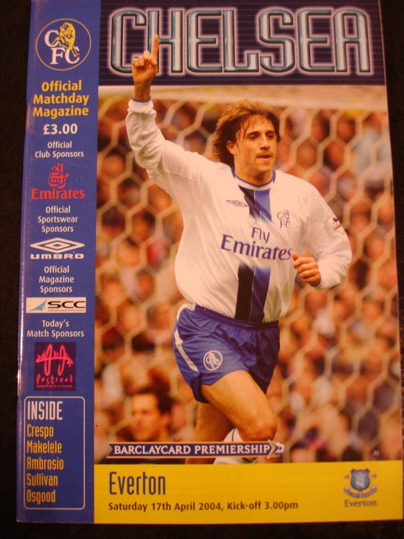 Football Programme Chelsea v Everton April 2004