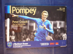 Football Programme Portsmouth Pompey PFC v Blackburn - 30th November 2008