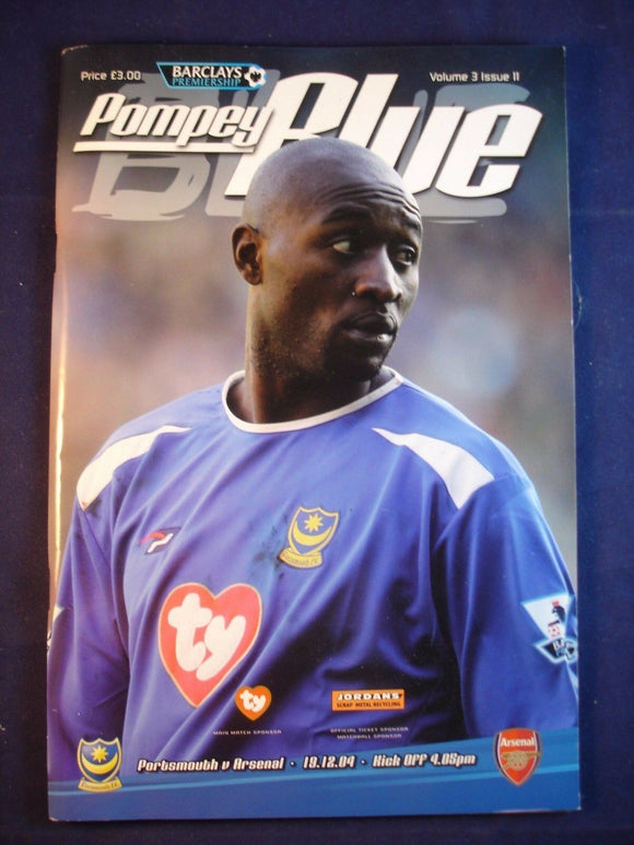 * Football Programme Portsmouth Pompey PFC v Arsenal - 19 December 2004