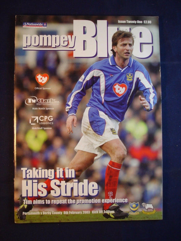 * Football Programme Portsmouth Pompey PFC v Derby County - 8 February 2003