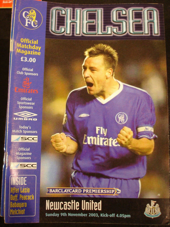 Football Programme Chelsea v Newcastle united Nov 2003
