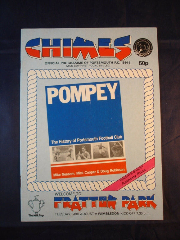 Football Programme Portsmouth Pompey PFC v Wimbledon- 28th August 1984