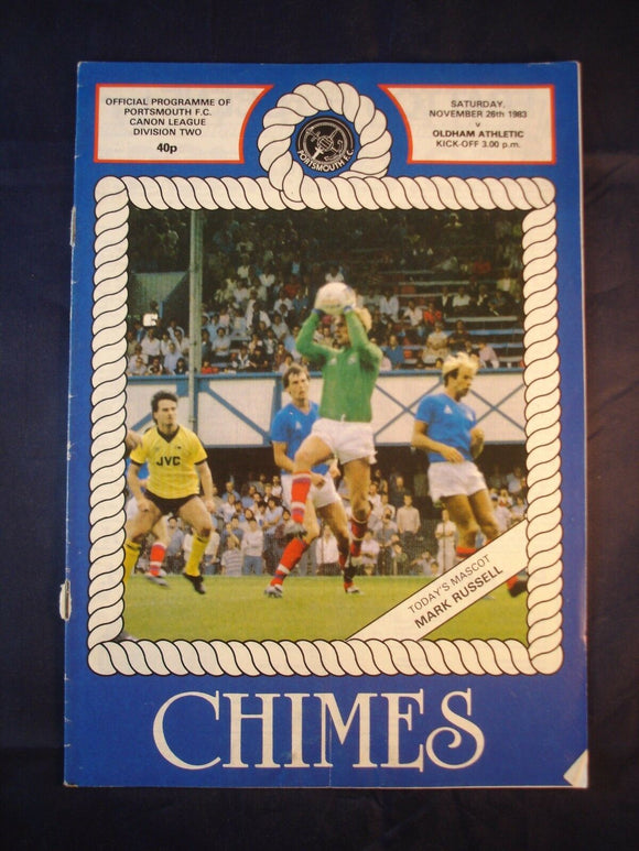 Football Programme Portsmouth Pompey PFC v Oldham - 26th November 1983