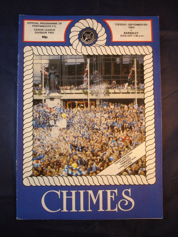 Football Programme Portsmouth Pompey PFC v Barnsley -  6th September 1983