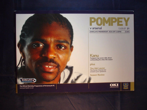 Football Programme Portsmouth Pompey PFC v Arsenal - 13h May 2007