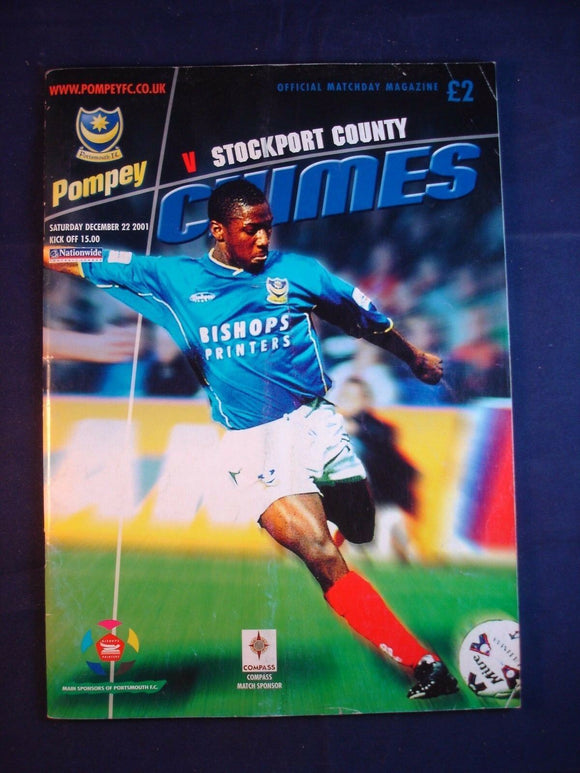* Football Programme Portsmouth Pompey PFC v  Stockport - 22 December 2001