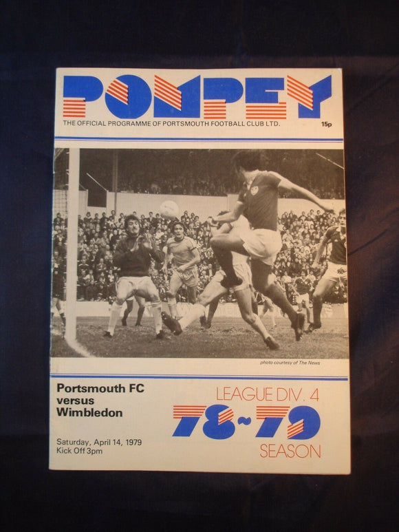 Football Programme Portsmouth Pompey PFC v Wimbledon - 14th April 1979