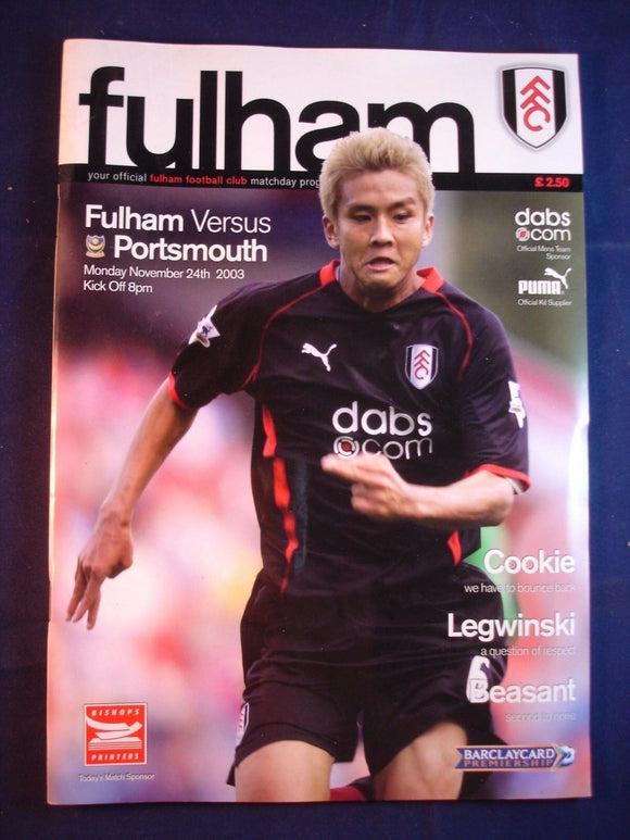 * Football Programme - Fulham v Portsmouth - 24 November 2003