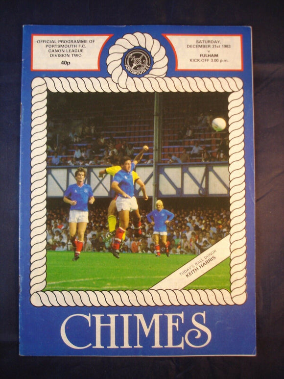 Football Programme Portsmouth Pompey PFC v Fulham - 31st December 1983