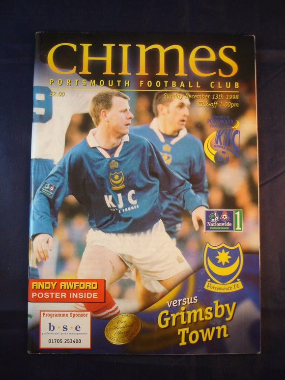 Football Programme Portsmouth Pompey PFC v Grimsby - 13th December 1998
