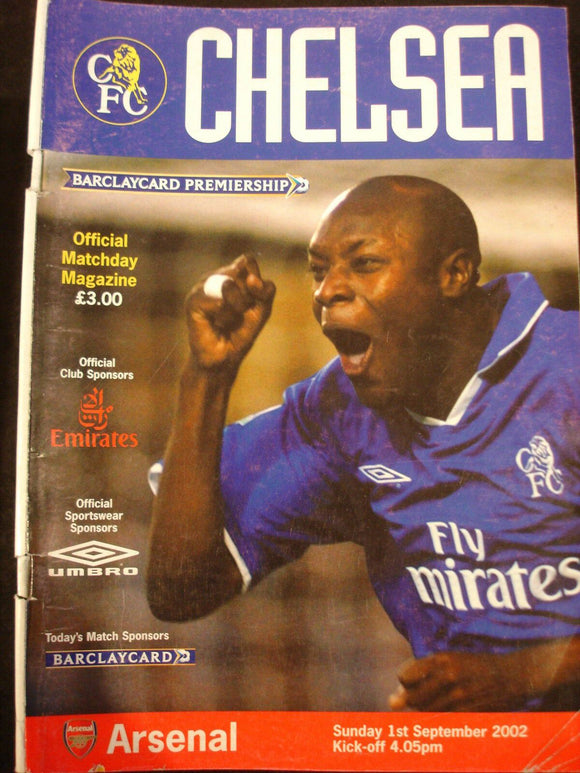 Football Programme Chelsea v Arsenal Sep 2002
