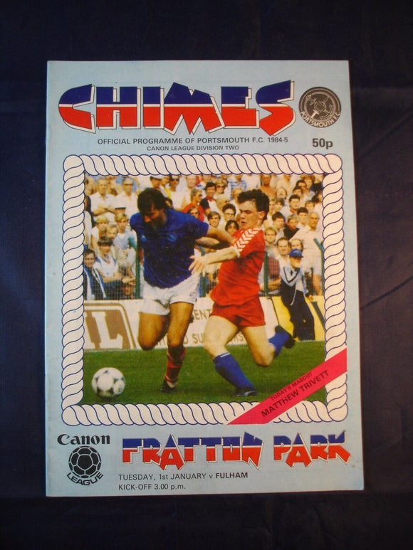 Football Programme Portsmouth Pompey PFC v Fulham - 1st January 1985
