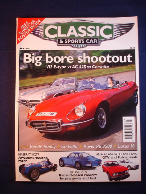 Classic and Sports car -July 2000 -  E type - Corvette - Alpine