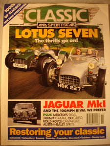 Classic and Sports car magazine - November 1994 - Lotus 7 - Jag Mk 1