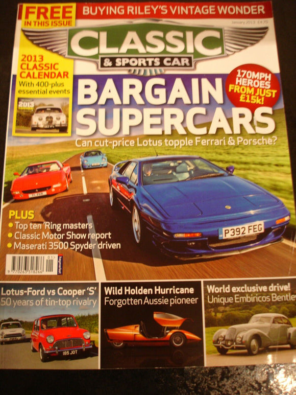 Classic and Sports car Jan 2013 Bargain Supercars, Lotus ford v Cooper,