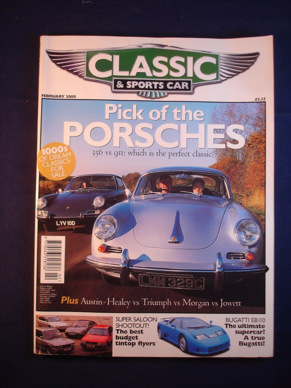 Classic and Sports car -Feb 2000 -  Porsche 356 911 - Bugatti EB110