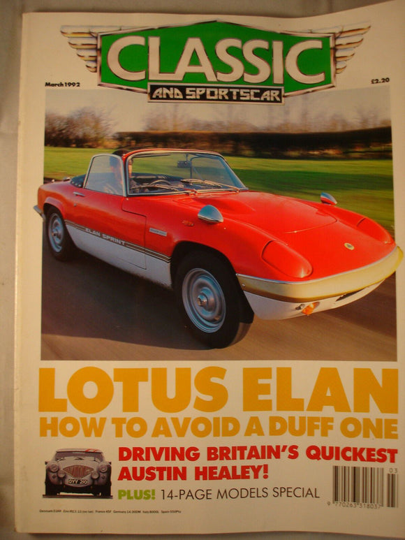 Classic and Sports car magazine - March 1992 - Lotus Elan - Healey