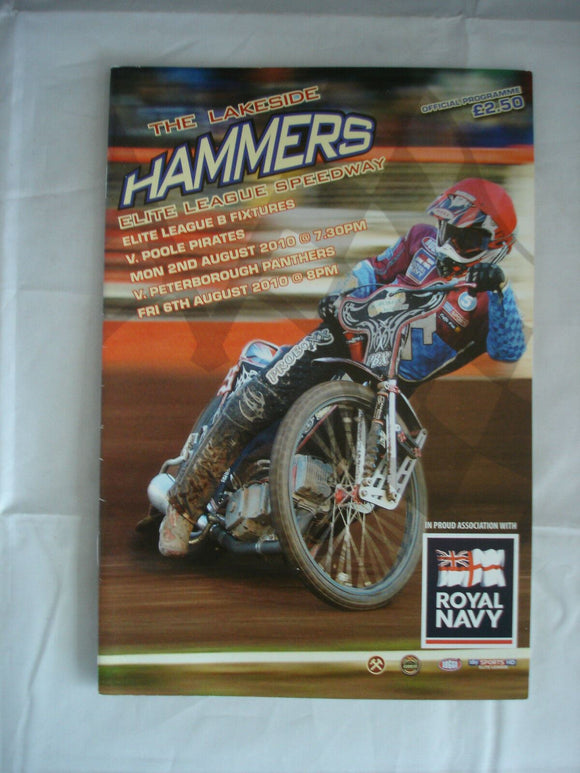 Lakeside Hammers Programme  - 2nd + 6th August 2010 - Poole Peterborough