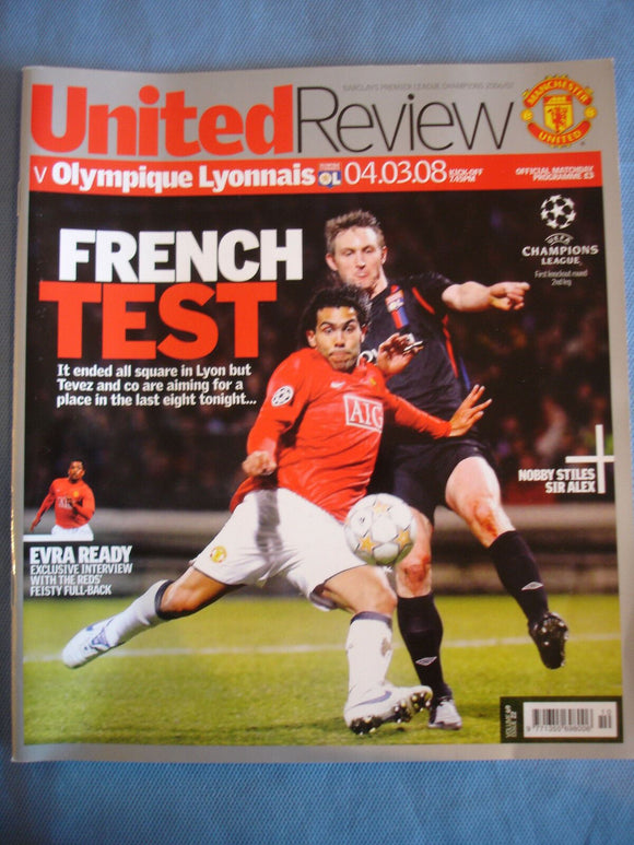 Manchester United programme United Review - 04.03.08 - Olympique Lyonnais lyon