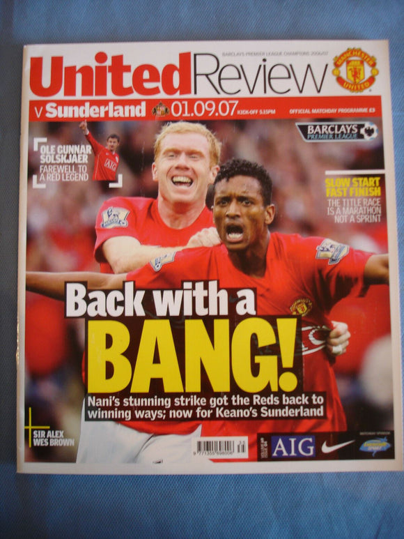 Manchester United programme United Review - 01.09.07 - Sunderland