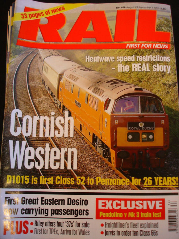 Rail Magazine 468 Cornish Western.Pendolino, vs Mk3 test