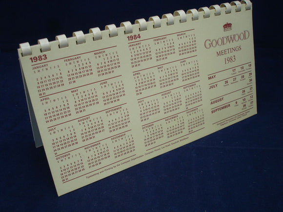 Horse Racing - Goodwood - Desk Calendar - Meetings 1983