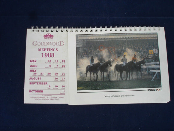 Horse Racing - Goodwood - Desk Calendar - Meetings 1988