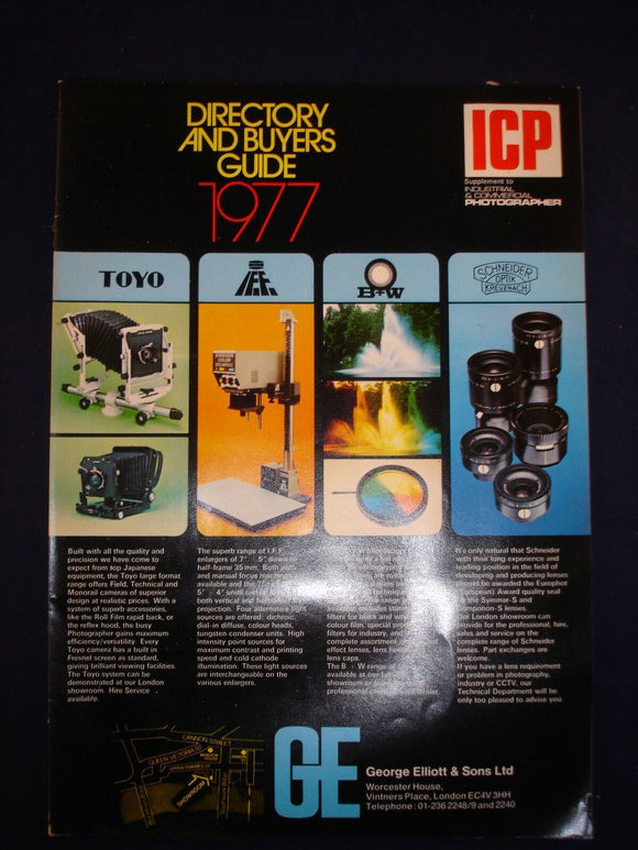 Vintage Industrial and Commercial photographer Buyers guide 1977