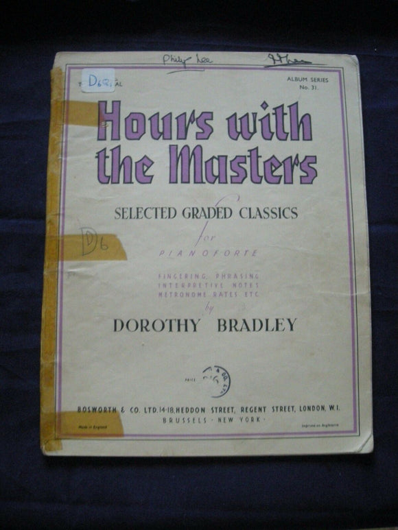 Hours with the Masters - Graded Classics - Bradley- Vintage Sheet Music -