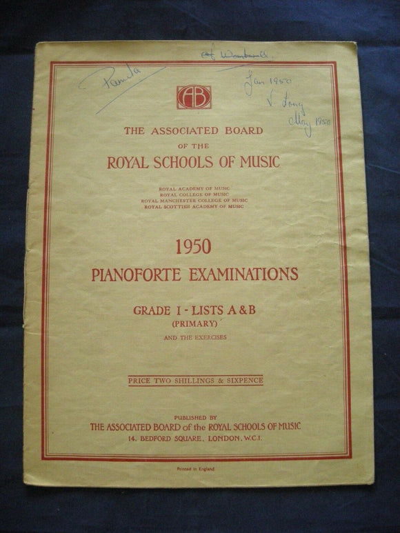 RSM 1950 Pianoforte Exams - Grade 1 - Vintage Sheet Music