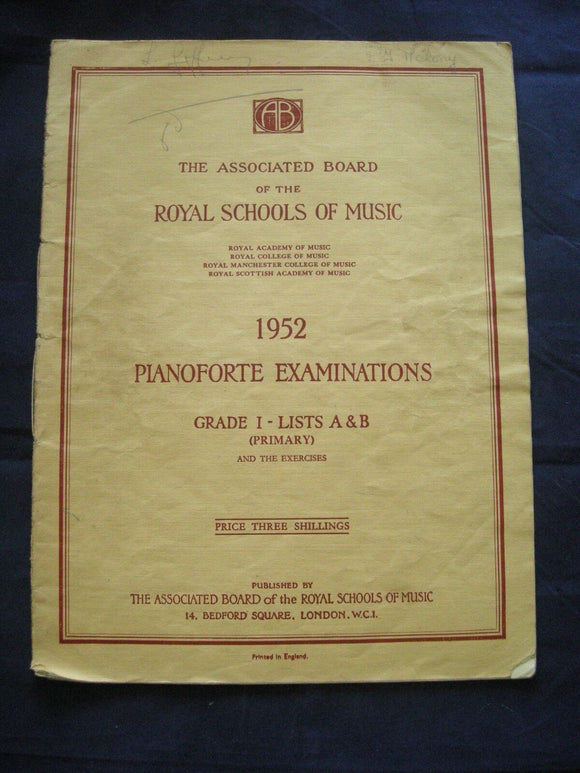 RSM 1952 Pianoforte Exams - Grade 1 - Vintage Sheet Music