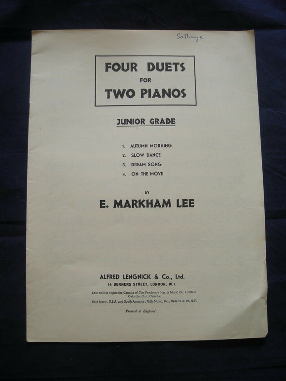Four duets for two Pianos - Markham Lee - Vintage Sheet Music - Piano Duet