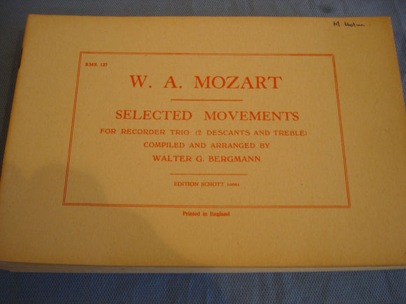 Mozart selected movements for Recorder trio - arranged by Walter Bergman
