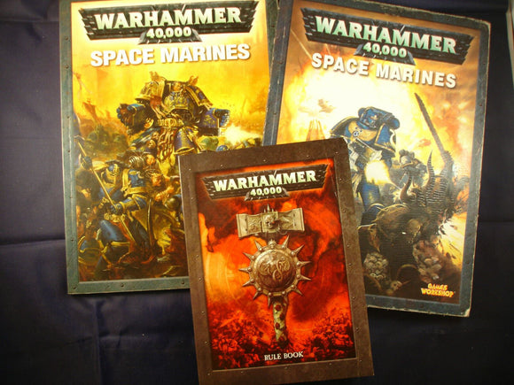 WARHAMMER 40,000. SPACE MARINES . GAMES WORKSHOP BOOKS x 3