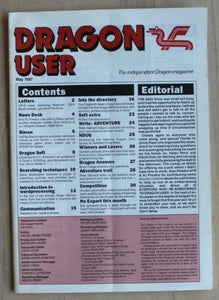 Vintage - Dragon User Magazine - May 1987 -  contents shown in photographs