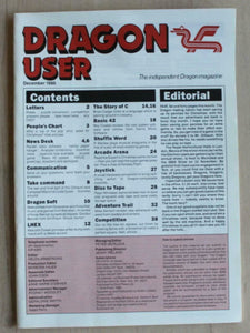 Vintage - Dragon User Magazine - December 1986 -  contents shown in photographs