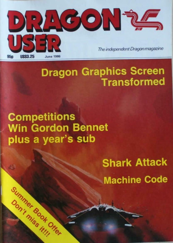 Vintage - Dragon User Magazine - June 1986 -  contents shown in photographs
