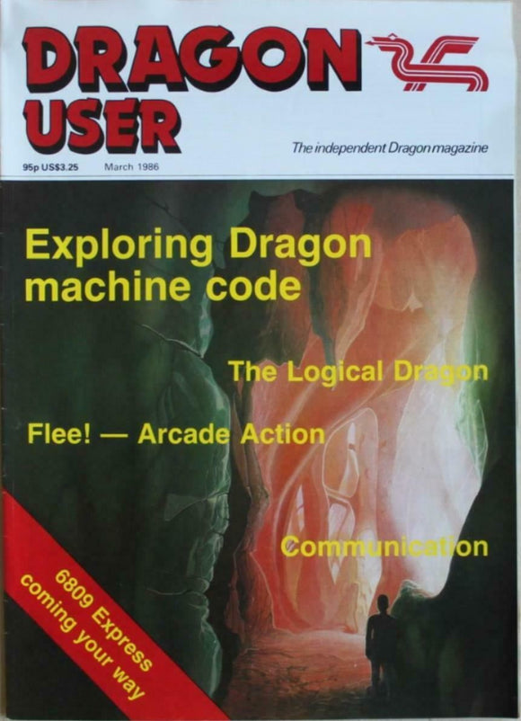 Vintage - Dragon User Magazine - March 1986 -  contents shown in photographs