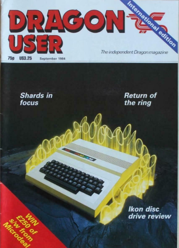 Vintage - Dragon User Magazine - September 1984 -  contents shown in photographs