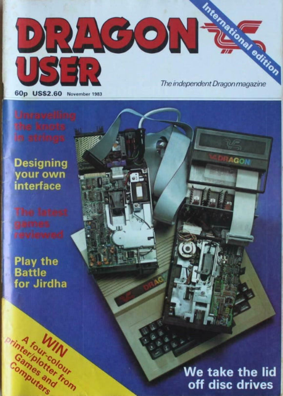 Vintage - Dragon User Magazine - November 1983 -  contents shown in photographs