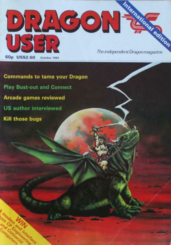 Vintage - Dragon User Magazine - October 1983 -  contents shown in photographs